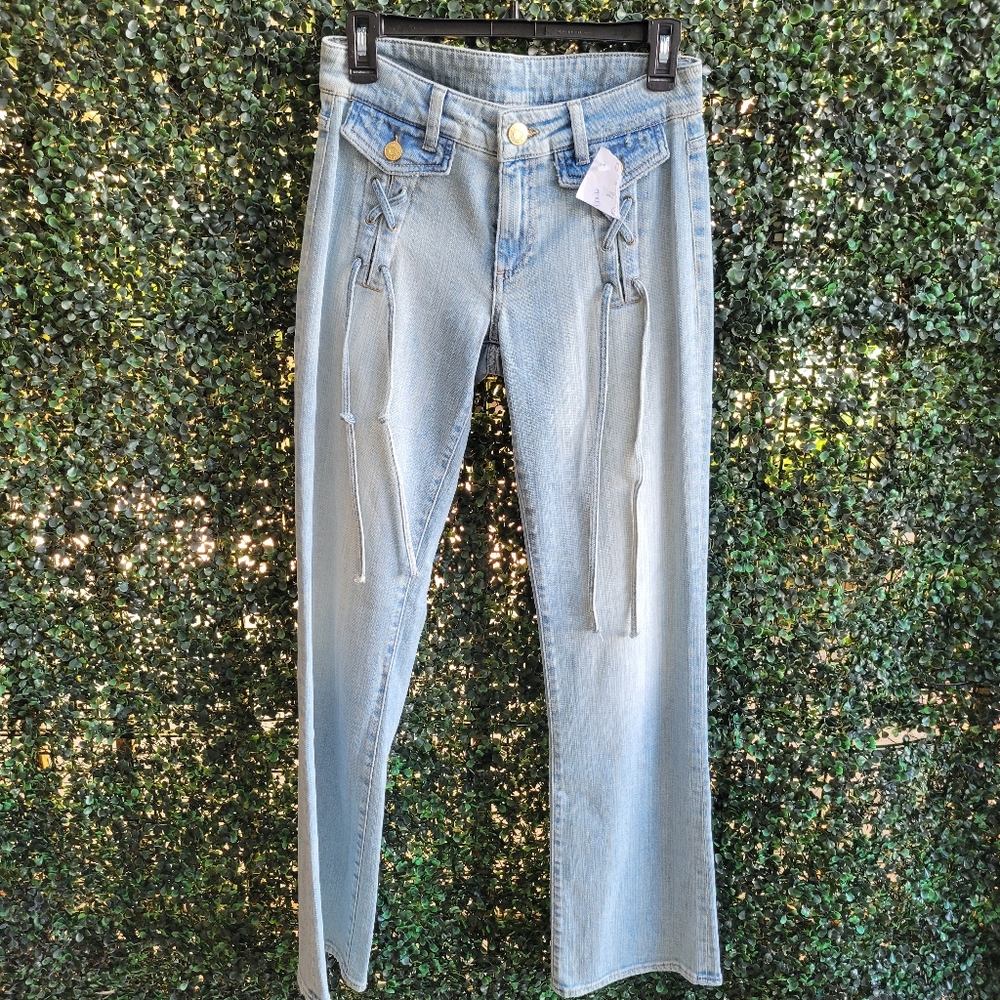 Kut From The Kloth Flare Vintage Look Lace Up Jeans NEW